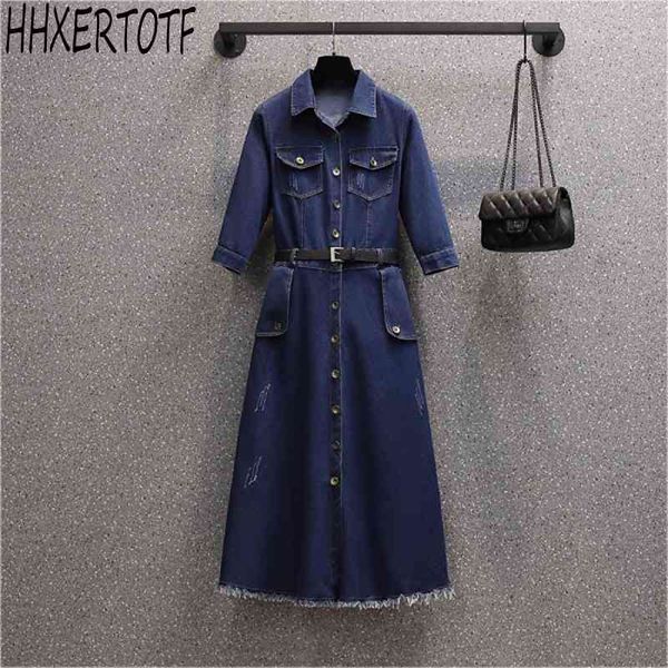 spring autumn retro vintage ladies half sleeve denim dresses high waist casual belted dress 210531, Black;gray
spring autumn retro vintage ladies half sleeve denim dresses high waist casual belted dress 210531, Black;gray