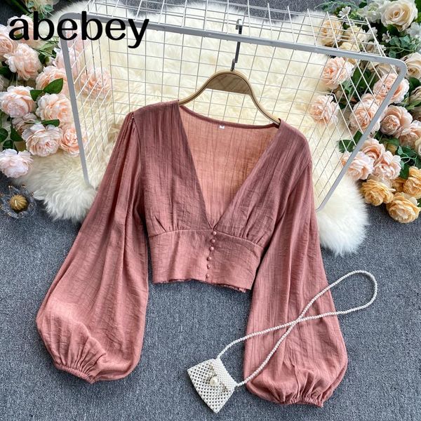 women's blouses & shirts women korean blouse elegant solid v neck puff sleeve slim short autumn fashion streetwear 2021, White
women's blouses & shirts women korean blouse elegant solid v neck puff sleeve slim short autumn fashion streetwear 2021, White