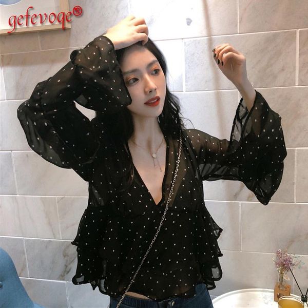 women's blouses & shirts spring autumn korean fashion v neck ruffle polka dot print blouse shirt long sleeve female clothing2021, White
women's blouses & shirts spring autumn korean fashion v neck ruffle polka dot print blouse shirt long sleeve female clothing2021, White