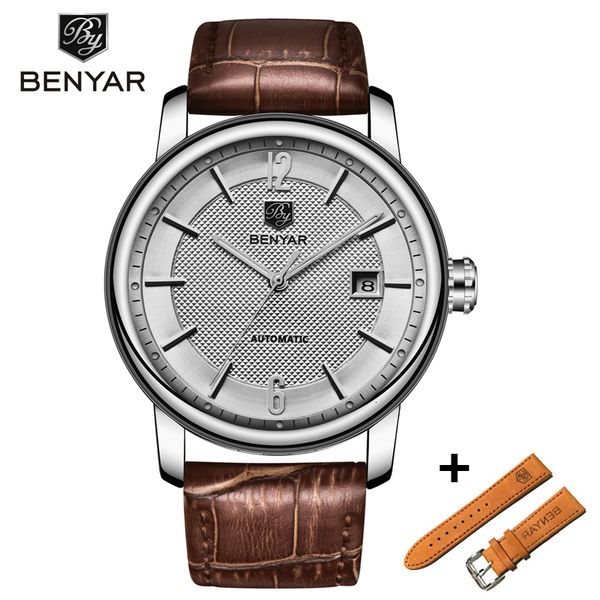 benyar business people mechanical watches set waterproof leather make luxury automatic clock relogio masculino, Slivery;brown
benyar business people mechanical watches set waterproof leather make luxury automatic clock relogio masculino, Slivery;brown