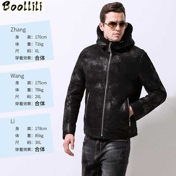 men's leather & faux boollili men jacket winter real genuine jackets hooded sheepskin coat short vintage natural wool fur coats 2021, Black
men's leather & faux boollili men jacket winter real genuine jackets hooded sheepskin coat short vintage natural wool fur coats 2021, Black