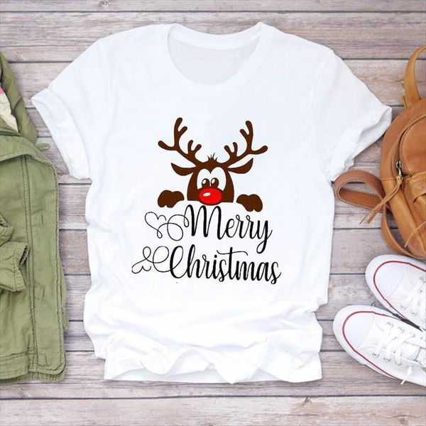 cartoon deer year lovely women trend 90s christmas print ladies graphic female tee, White
cartoon deer year lovely women trend 90s christmas print ladies graphic female tee, White