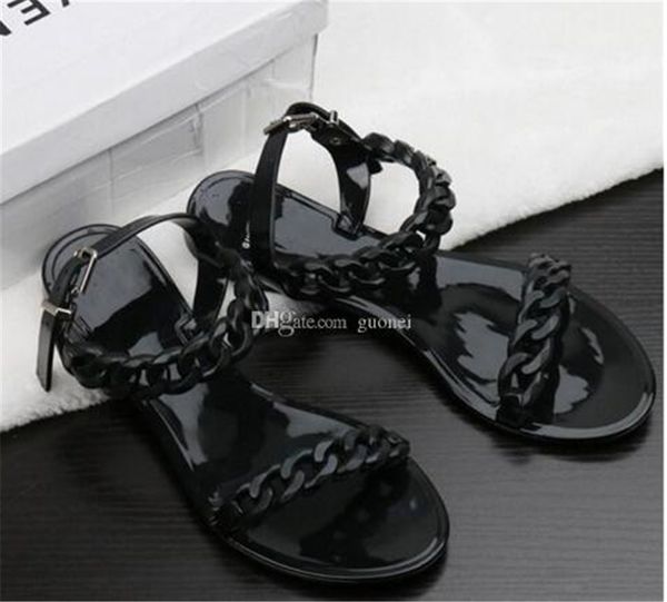 2021 summer plastic chain beach shoes candy color jelly sandals flat bottomed out fashion, Black
2021 summer plastic chain beach shoes candy color jelly sandals flat bottomed out fashion, Black