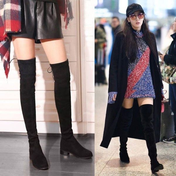 boots nice winter over-the-knee women's round toe heightened and thin high-tube stretch flat-bottomed women, Black
boots nice winter over-the-knee women's round toe heightened and thin high-tube stretch flat-bottomed women, Black