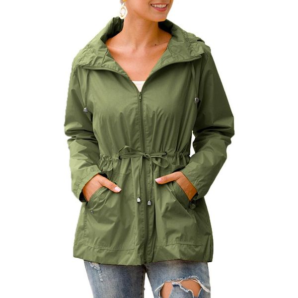 women solid color waterproof jacket ladies hooded classic softshell raincoat outdoors coat windbreaker outwear loose zipper women's jac, Black;brown
women solid color waterproof jacket ladies hooded classic softshell raincoat outdoors coat windbreaker outwear loose zipper women's jac, Black;brown