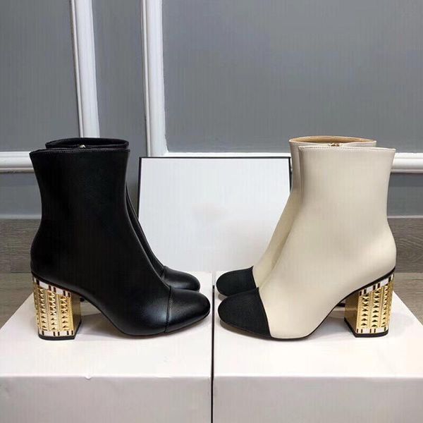 boots fashion color matching small high heels thick heel women's simple leather side zipper, Black
boots fashion color matching small high heels thick heel women's simple leather side zipper, Black