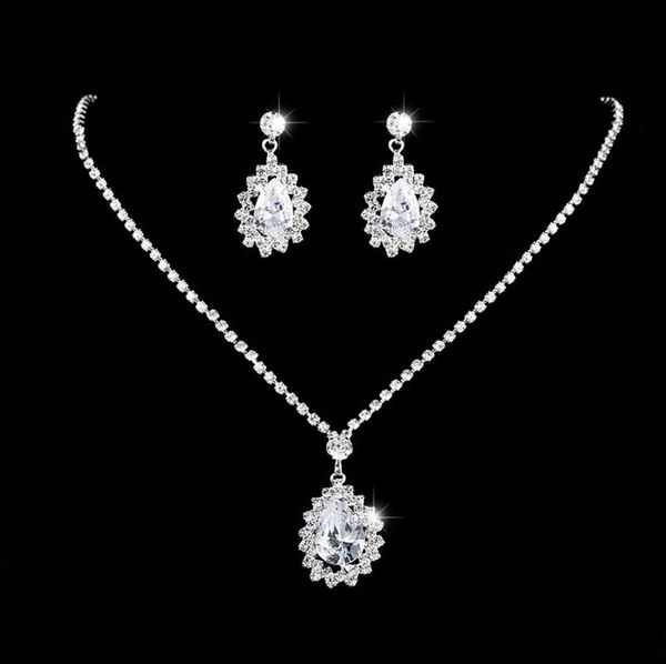 earrings & necklace classic and fashionable water drop zircon wedding perfect two-piece set, Silver
earrings & necklace classic and fashionable water drop zircon wedding perfect two-piece set, Silver