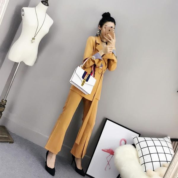 two piece set and pants jacket high waist flare suit female spring ol temperament two-piece women's, White
two piece set and pants jacket high waist flare suit female spring ol temperament two-piece women's, White