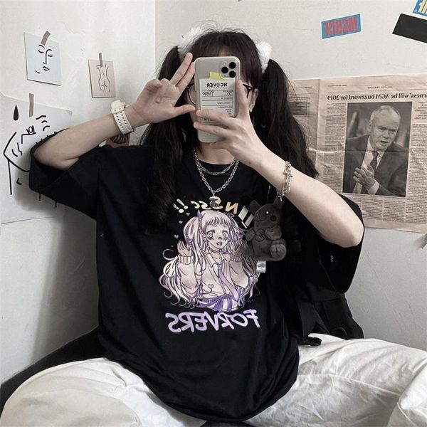 black short sleeve women's tshirts summer 2021 cartoon lovely girl print harajuku casual gothic punk t-shirt bf loose tees, White
black short sleeve women's tshirts summer 2021 cartoon lovely girl print harajuku casual gothic punk t-shirt bf loose tees, White