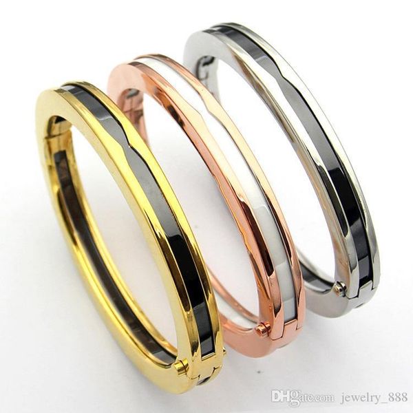 Europe America Fashion Style Lady Women Titanium steel Engraved B Initials Black/White Ceramic Gear Wide Bangle Bracelets 3 Color
Europe America Fashion Style Lady Women Titanium steel Engraved B Initials Black/White Ceramic Gear Wide Bangle Bracelets 3 Color
