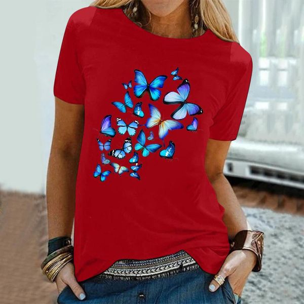 women's t-shirt large size multicolor flying butterfly print short-sleeved shirt round neck fashion casual comfortable, White
women's t-shirt large size multicolor flying butterfly print short-sleeved shirt round neck fashion casual comfortable, White