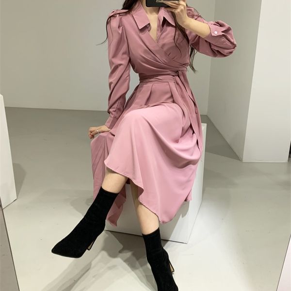spring summer 2021 new women dress long sleeve turn down collar shirt lace up ladies casual dresses vestidos, Black;gray 
spring summer 2021 new women dress long sleeve turn down collar shirt lace up ladies casual dresses vestidos, Black;gray