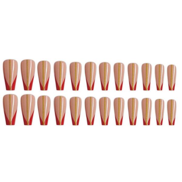 false nails 24pcs/set long coffin fake european rainbow ballerina full nail art tips colorful beauty artificial, Red;gold
false nails 24pcs/set long coffin fake european rainbow ballerina full nail art tips colorful beauty artificial, Red;gold