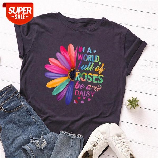 women's loose round neck short-sleeved cotton t-shirt creative color daisy flowers #eb5t, White
women's loose round neck short-sleeved cotton t-shirt creative color daisy flowers #eb5t, White