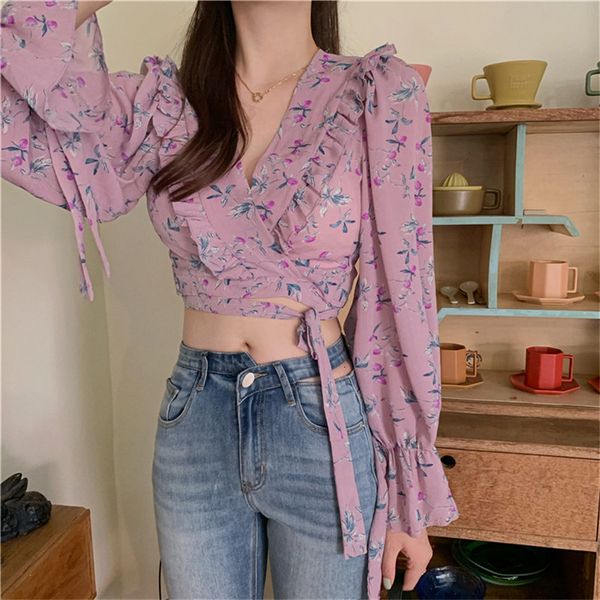 dress korean chic full sleeve vintage high waist ruffles sweet v-neck floral chiffon short shirts, White
dress korean chic full sleeve vintage high waist ruffles sweet v-neck floral chiffon short shirts, White