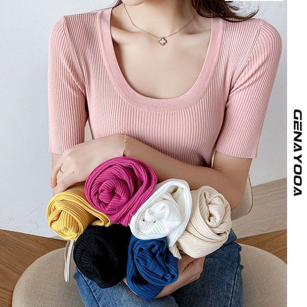 genayooa knitted short sleeve summer korean slim solid t-shirt women clothes harajuku t shirt ladies skinny 210417, White
genayooa knitted short sleeve summer korean slim solid t-shirt women clothes harajuku t shirt ladies skinny 210417, White
