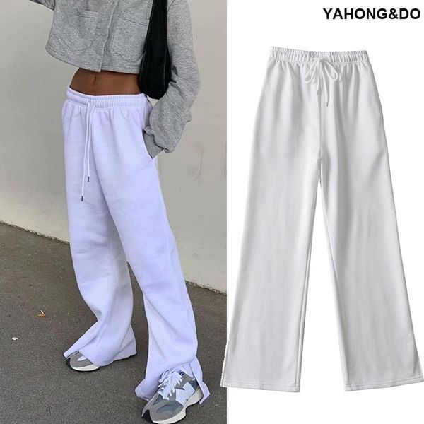 women 2021 chic fashion elastic waist sweatpants vintage trend with drawstring female white wide leg pants women's & capris, Black;white
women 2021 chic fashion elastic waist sweatpants vintage trend with drawstring female white wide leg pants women's & capris, Black;white