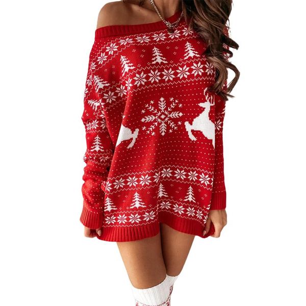 casual dresses women christmas jacquard knitted dress loose fit long sleeve o-neck for autumn winter, Black;gray
casual dresses women christmas jacquard knitted dress loose fit long sleeve o-neck for autumn winter, Black;gray