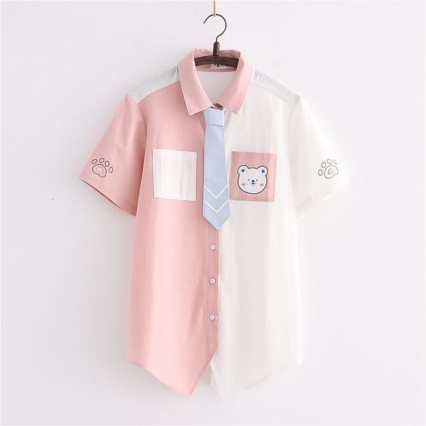 women's blouses & shirts harajuku cute bear cartoon blouse girls tie front button up kawaii sweet casual short sleeve cardigan to, White
women's blouses & shirts harajuku cute bear cartoon blouse girls tie front button up kawaii sweet casual short sleeve cardigan to, White