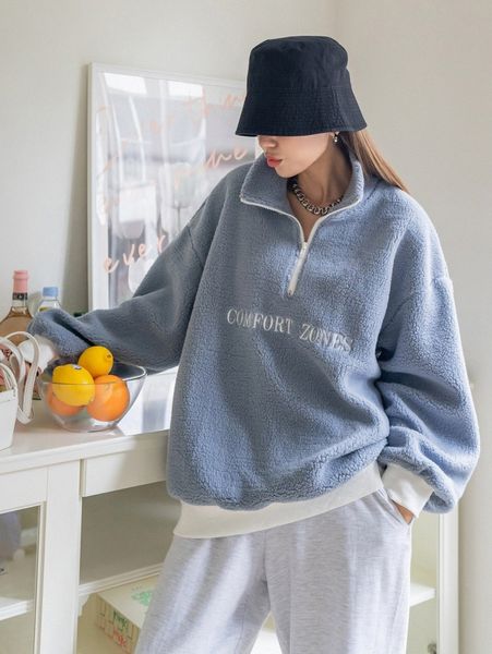 dazy quarter zip letter embroidery drop shoulder teddy sweatshirt f8zw#, White;black
dazy quarter zip letter embroidery drop shoulder teddy sweatshirt f8zw#, White;black