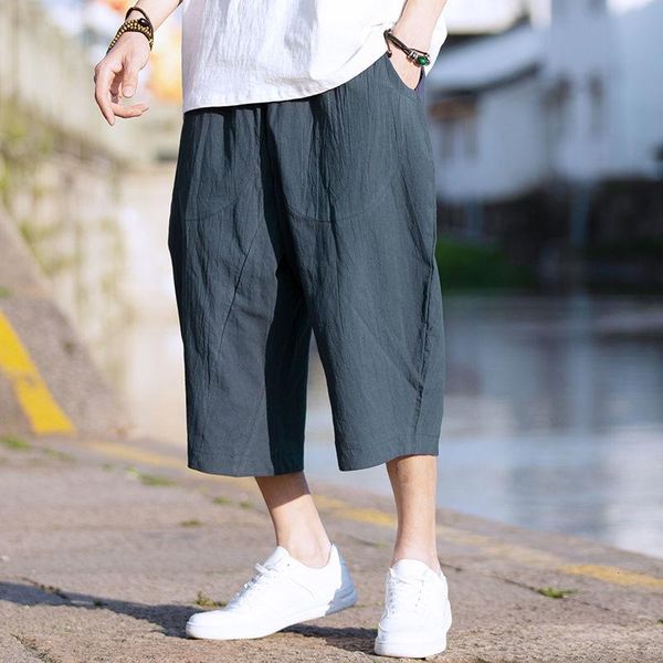 men's pants korean style men capris cotton linen baggy shorts solid color wide leg trousers vintage fashion clothing, Black
men's pants korean style men capris cotton linen baggy shorts solid color wide leg trousers vintage fashion clothing, Black