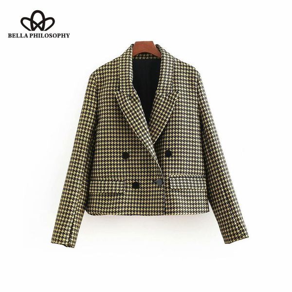 women's suits & blazers wonder 2021 autumn houndstooth plaid double breasted blazer long sleeve outwear suit office lady notched casual, White;black
women's suits & blazers wonder 2021 autumn houndstooth plaid double breasted blazer long sleeve outwear suit office lady notched casual, White;black