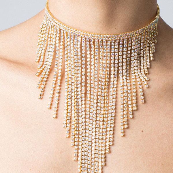 ethnic long tassel choker necklace rhinestone jewelry for women bohemian geometric crystal statement collar chains, Silver
ethnic long tassel choker necklace rhinestone jewelry for women bohemian geometric crystal statement collar chains, Silver