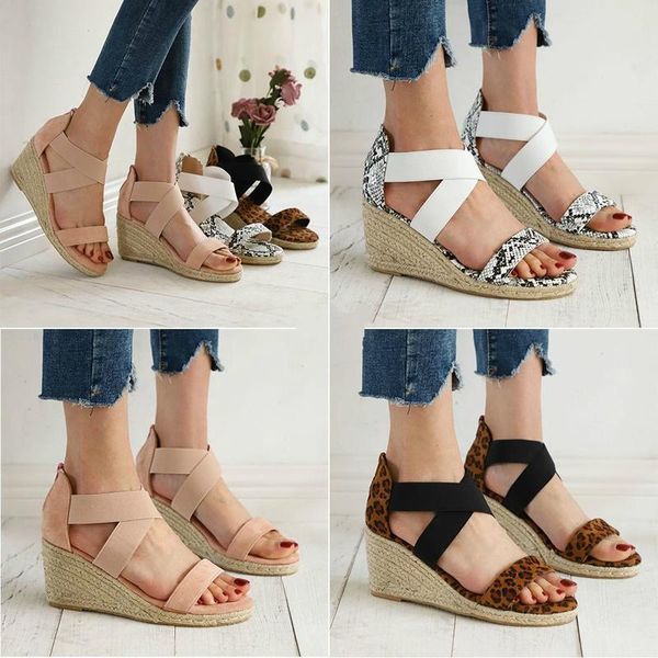 summer women sandals high heel wedges shoes woman flock gladiator leopard ladies elastic band plus size 35-43, Black
summer women sandals high heel wedges shoes woman flock gladiator leopard ladies elastic band plus size 35-43, Black