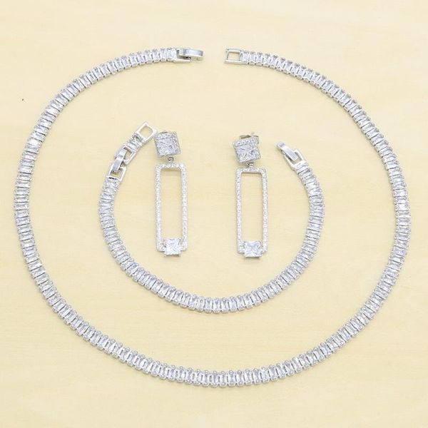 earrings & necklace bridal silver color jewelry sets for women white cubic zirconia bracelet engagement wedding
earrings & necklace bridal silver color jewelry sets for women white cubic zirconia bracelet engagement wedding