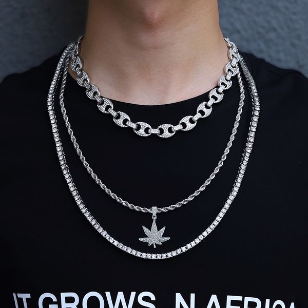2pcspopular cubic zircon maple leaf pendants necklace with tennis chain iced out chain necklace charms hiphop jewelry for women gift, Silver
2pcspopular cubic zircon maple leaf pendants necklace with tennis chain iced out chain necklace charms hiphop jewelry for women gift, Silver