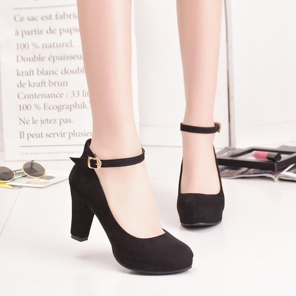 ankle strap high heels sweet women's pumps flock woman thick platform mary jane women party shoes buckle dress, Black
ankle strap high heels sweet women's pumps flock woman thick platform mary jane women party shoes buckle dress, Black