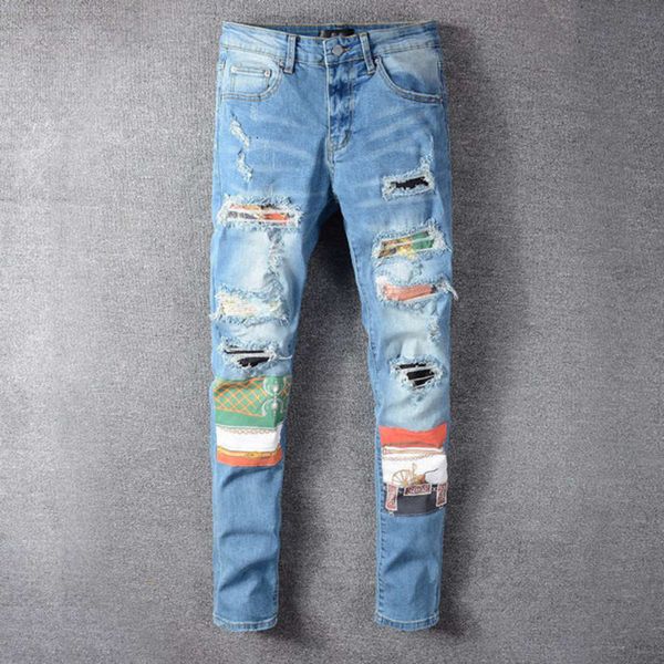 20ss r mens jeans rock motocycle luxury denim men fashion streetwear biker man hip hop pants trousers, Blue
20ss r mens jeans rock motocycle luxury denim men fashion streetwear biker man hip hop pants trousers, Blue
