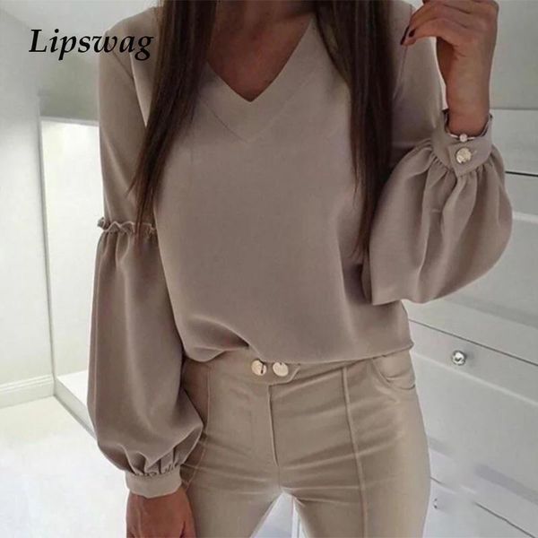 women's blouses & shirts elegant fashion lantern long sleeve blouse spring women v neck ruffle shirt pullover casual autumn button offi, White
women's blouses & shirts elegant fashion lantern long sleeve blouse spring women v neck ruffle shirt pullover casual autumn button offi, White