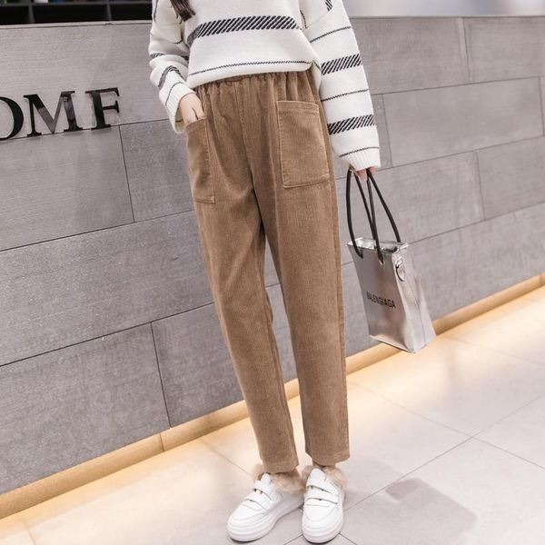 women's pants & capris 2021 fall winter female korean style corduroy thick plus size warm woolen high waist slim black trousers, Black;white
women's pants & capris 2021 fall winter female korean style corduroy thick plus size warm woolen high waist slim black trousers, Black;white
