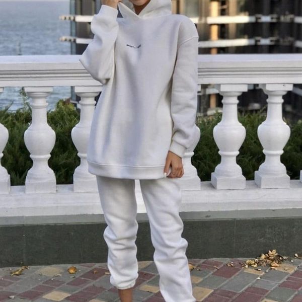 women's two piece pants 2021 autumn set for women fleece tracksuit letter print sets oversized hoodie + long female sport suit, White
women's two piece pants 2021 autumn set for women fleece tracksuit letter print sets oversized hoodie + long female sport suit, White