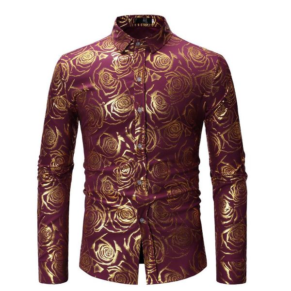 men's casual shirts 2021 autumn fashion korean men golden flowers print long sleeve single breasted shirt mens dress chemise homme, White;black
men's casual shirts 2021 autumn fashion korean men golden flowers print long sleeve single breasted shirt mens dress chemise homme, White;black