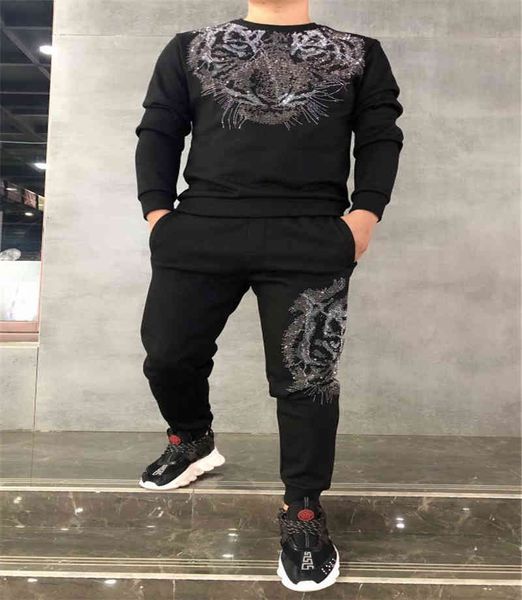 tracksuits drilling tiger pattern european and american style long sleeve pants fitness leisure plus velvet padded suit men, Gray
tracksuits drilling tiger pattern european and american style long sleeve pants fitness leisure plus velvet padded suit men, Gray