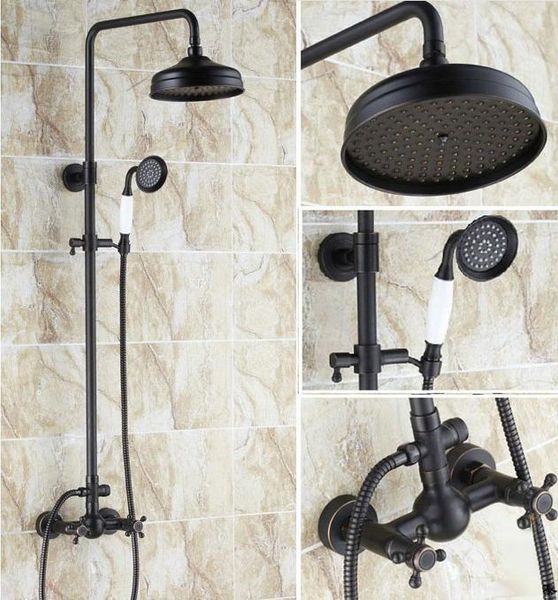 black oil rubbed brass bathroom rain shower faucet set double cross handle mixer tap crs048 sets
black oil rubbed brass bathroom rain shower faucet set double cross handle mixer tap crs048 sets