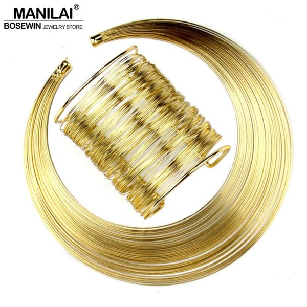 jewelry sets manilai multilayer metal wire chokers cuff bracelet bangles necklaces indian women punk statement ce2122-s, Black
jewelry sets manilai multilayer metal wire chokers cuff bracelet bangles necklaces indian women punk statement ce2122-s, Black