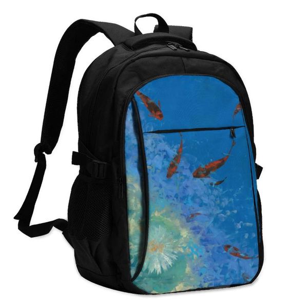 backpack fish backpacks charging usb trekking tourist pattern cool bags
