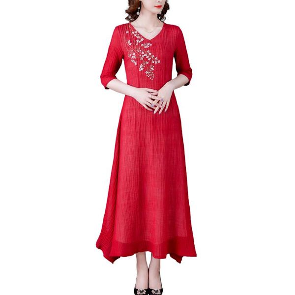 casual dresses spring autumn women v-neck three quarter sleeve slim long dress vintage chinese style flowers embroidery cotton linen, Black;gray
casual dresses spring autumn women v-neck three quarter sleeve slim long dress vintage chinese style flowers embroidery cotton linen, Black;gray