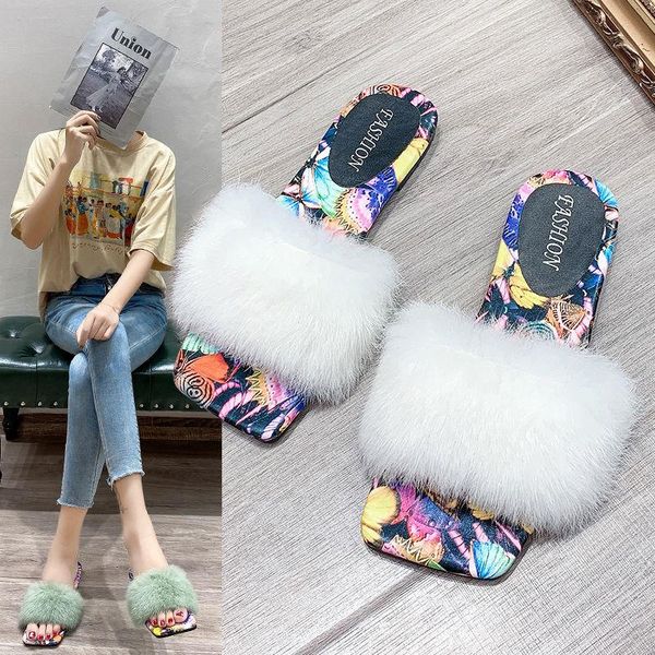 ins fashion hairy women's slippers trendy female flat hundred towers fairy flip flops, Black
ins fashion hairy women's slippers trendy female flat hundred towers fairy flip flops, Black