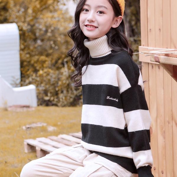 pullover warm sweater for girls velvet liner thick stripe high collar autumn winter turtleneck knit bottomming child, Blue
pullover warm sweater for girls velvet liner thick stripe high collar autumn winter turtleneck knit bottomming child, Blue