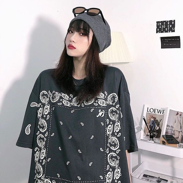 men and women oversize t-shirt couples high street cotton print round neck casual loose short sleeves tee, White;black
men and women oversize t-shirt couples high street cotton print round neck casual loose short sleeves tee, White;black