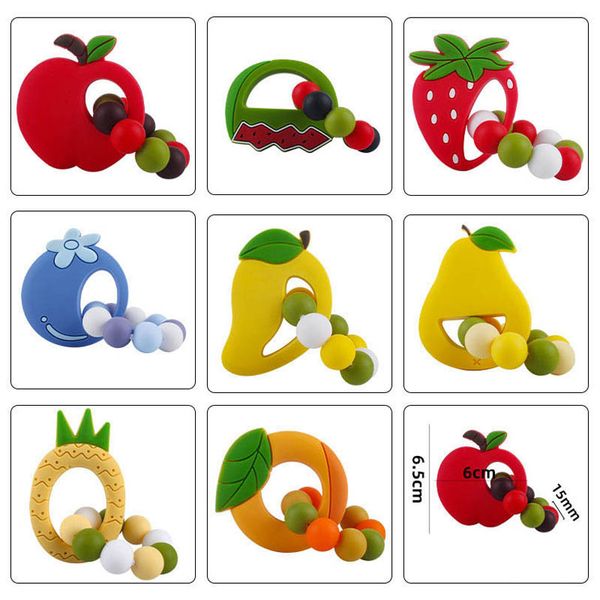 silicone baby pacifiers teething beads fruits bracelet food grade soother newborn teeth practice toys kids teether infant feeding b7045
silicone baby pacifiers teething beads fruits bracelet food grade soother newborn teeth practice toys kids teether infant feeding b7045