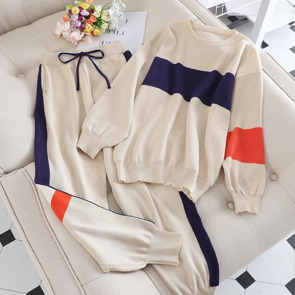 women's two piece pants set 2 women 2021 casual sport suit female outfits korean loose autumn fashion long-sleeved knitted sweatsuit, White
women's two piece pants set 2 women 2021 casual sport suit female outfits korean loose autumn fashion long-sleeved knitted sweatsuit, White