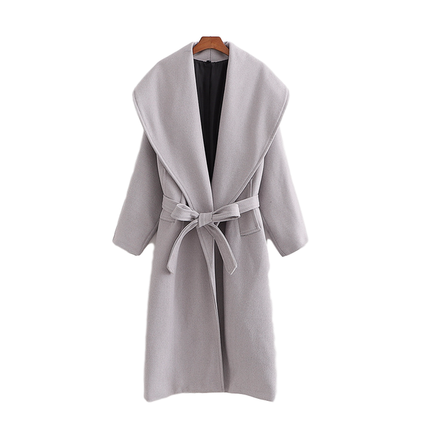 women's wool & blends streetwear women beige grey twill overcoat 2021 fashion ladies turn down collar outercoat causal female chic sash, Black
women's wool & blends streetwear women beige grey twill overcoat 2021 fashion ladies turn down collar outercoat causal female chic sash, Black
