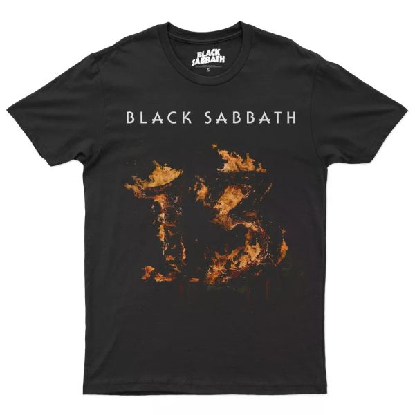black sabbath thirteen" 13 logo" - t-shirt official licensed, White;black