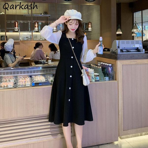long sleeve dress women plus size 3xl spring french style vintage patchwork loose all-match elegant slim mid-calf a-line ol chic casual dres, Black;gray
long sleeve dress women plus size 3xl spring french style vintage patchwork loose all-match elegant slim mid-calf a-line ol chic casual dres, Black;gray