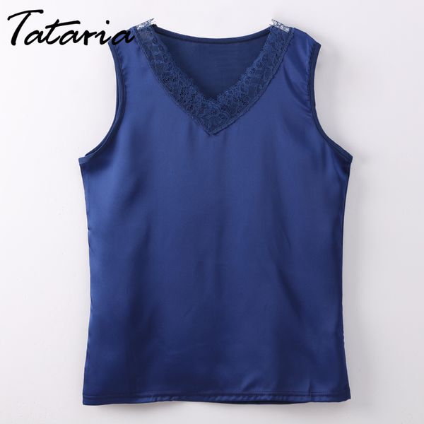 tataria summer sleeveless shirt feminina lace v neck woman blouse stain for womne plus size fitness tank female 210514, White
tataria summer sleeveless shirt feminina lace v neck woman blouse stain for womne plus size fitness tank female 210514, White